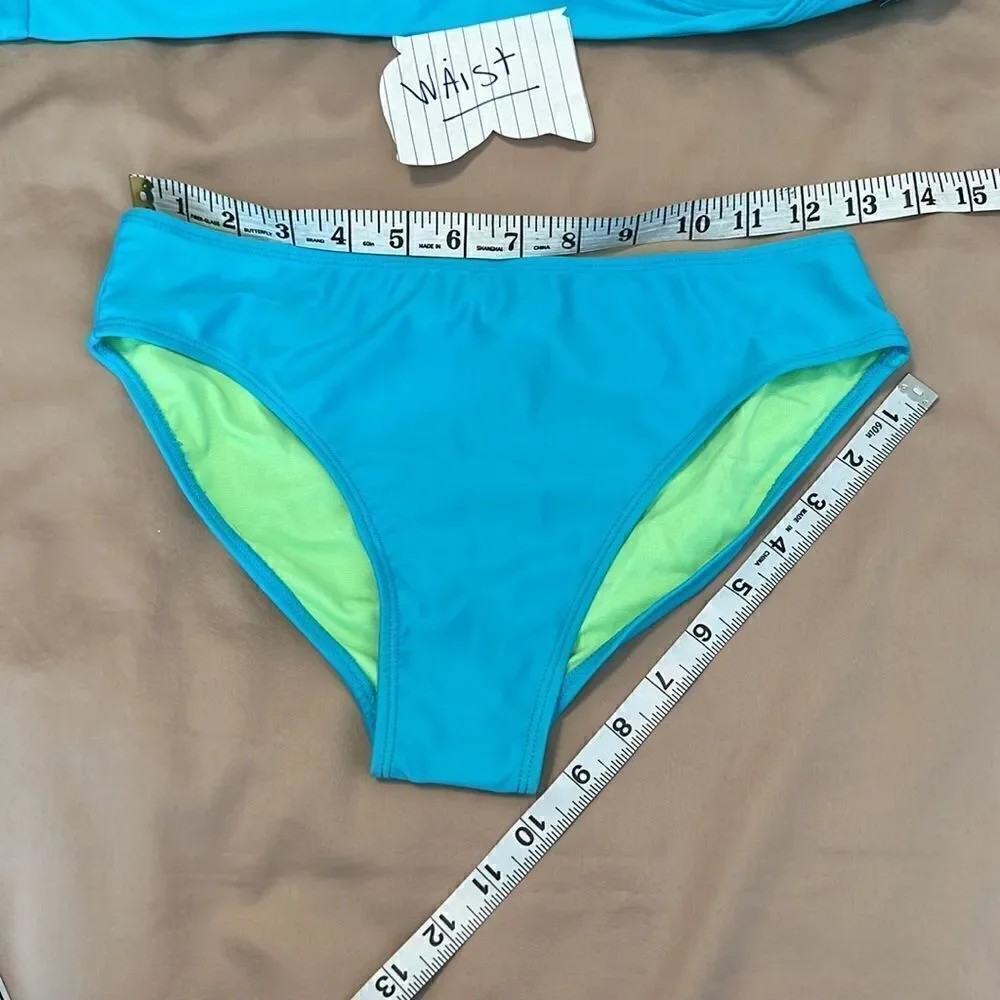 Wonder nation old navy girls szL beautiful turquoise 2 piece bathing suit GUC